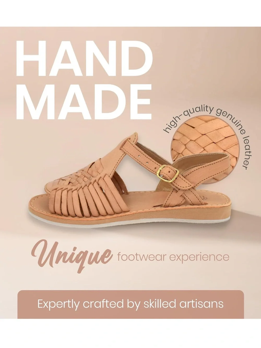 Macarena Tan Leather Huarache Sandals for Women